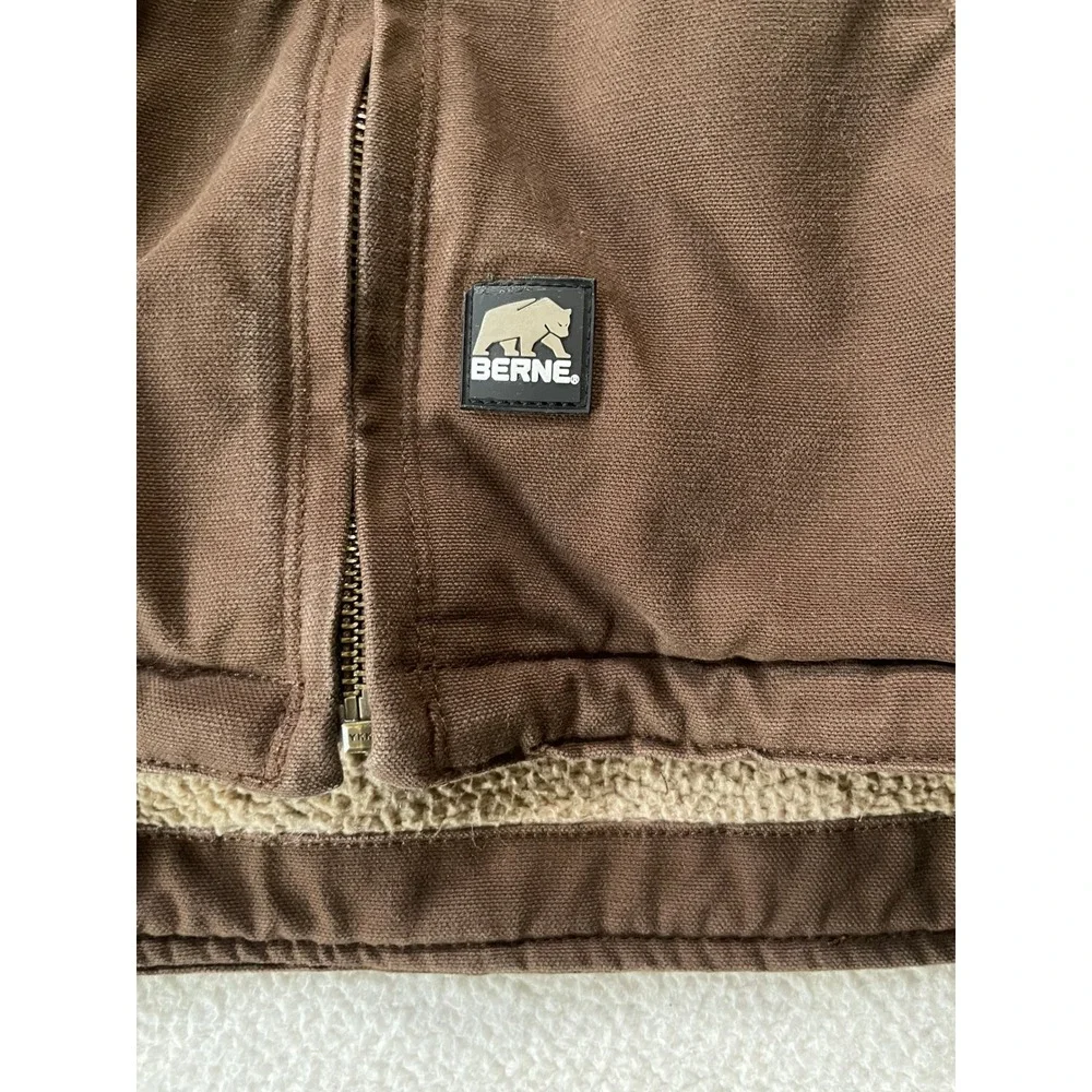 Berne Toddler 4T Workwear Jacket Brown Sherpa Lined Hooded Canvas BHJ42TBB